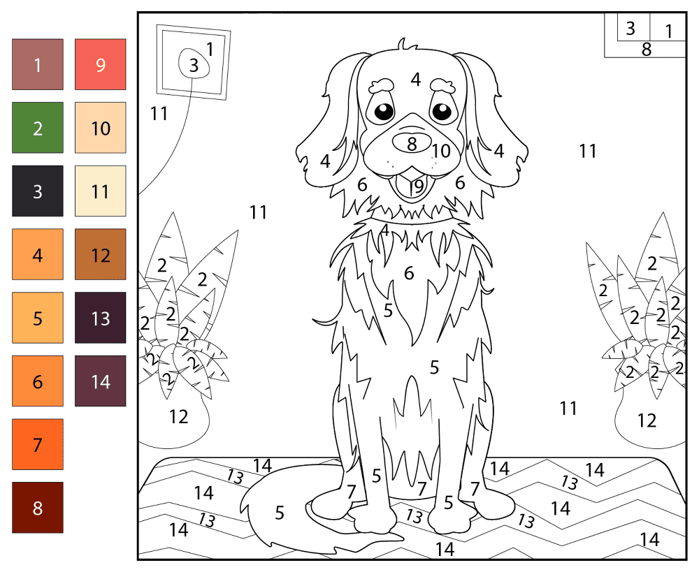 Retriever Color By Number Coloring Page Md Coloring Page — Free Printable — free printable coloring page